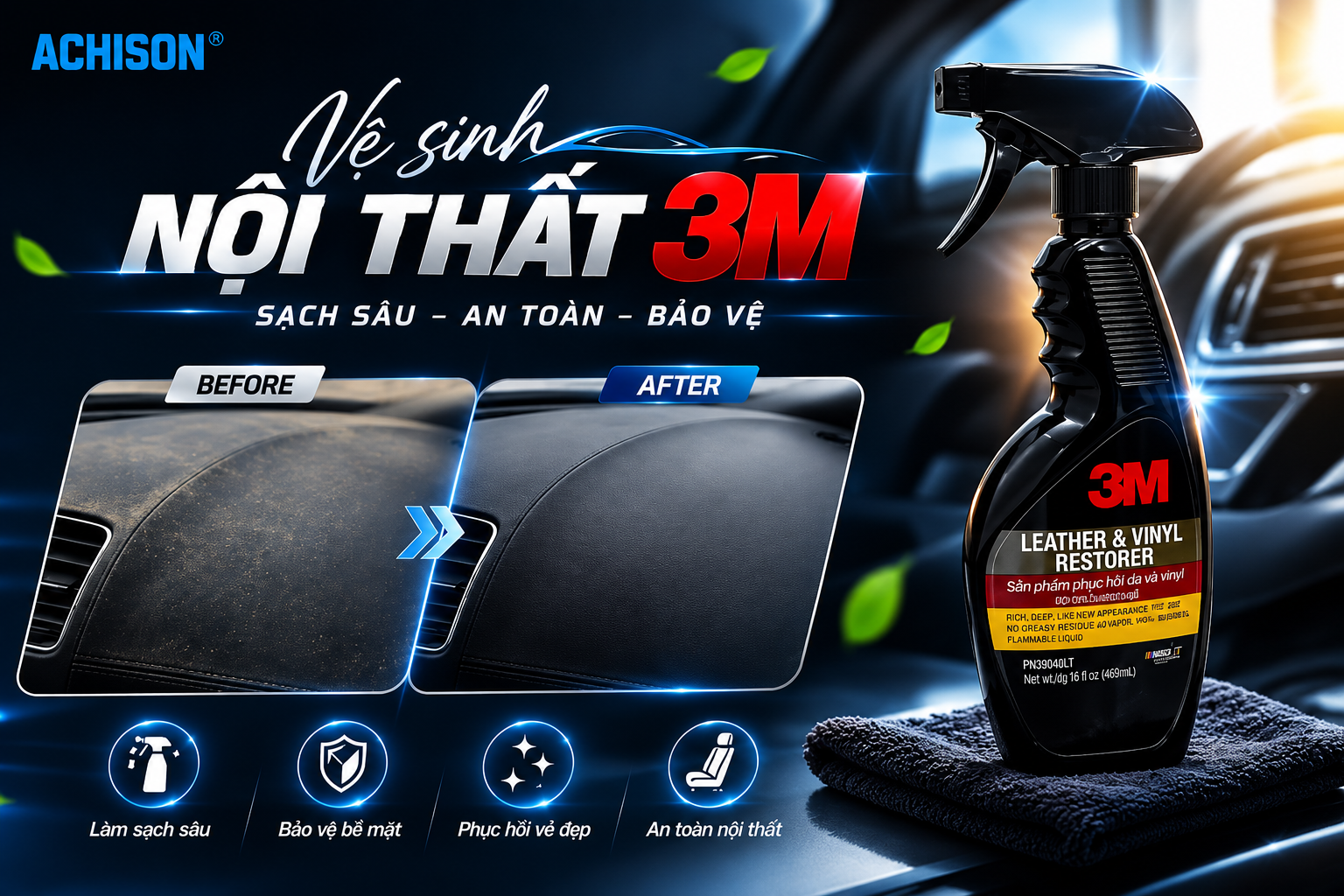 Vệ Sinh Nội Thất Ô Tô 3M
