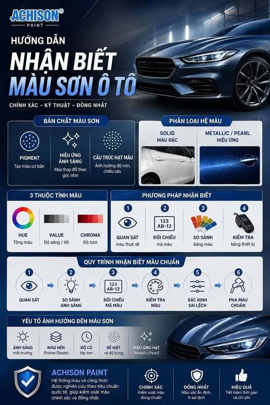 HƯỚNG DẪN NHẬN BIẾT MÀU SƠN Ô TÔ CHÍNH XÁC