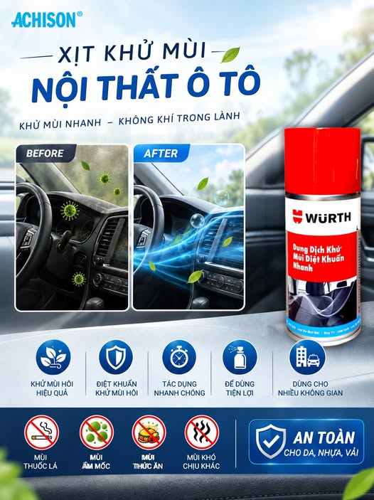 XỊT KHỬ MÙI NỘI THẤT Ô TÔ WÜRTH