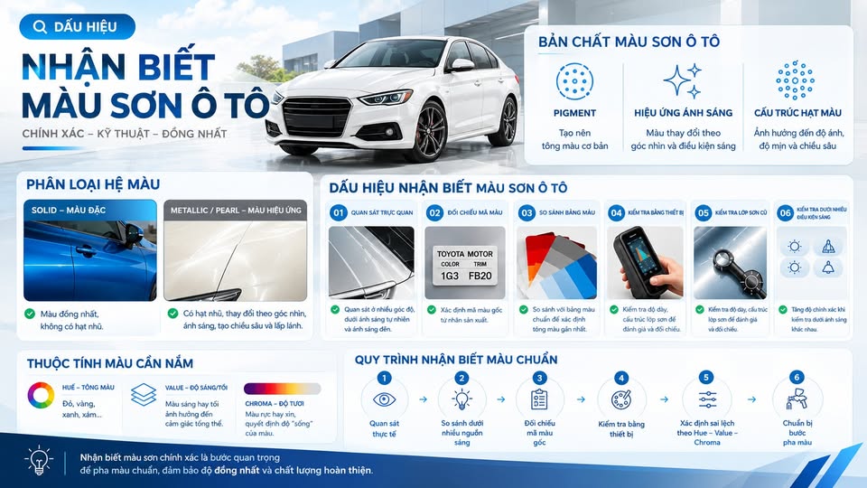 NHẬN BIẾT MÀU SƠN Ô TÔ CHÍNH XÁC