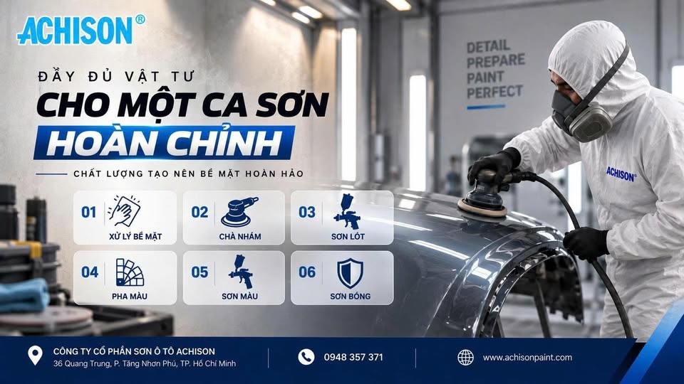 ĐẦY ĐỦ VẬT TƯ CHO MỘT CA SƠN Ô TÔ HOÀN CHỈNH